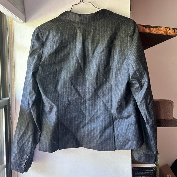 J Crew Super 120s Blazer Jacket Virgin Wool Pinstripe Gray Womens Size 14 - Picture 6 of 6